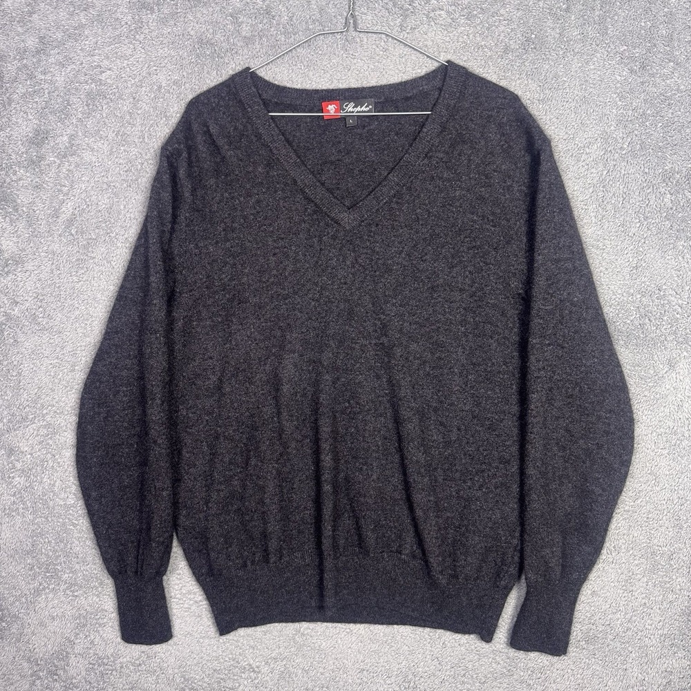 Shephe Sweater Mens L 100% Cashmere V Neck Jumper Preppy Academia Quiet Luxury